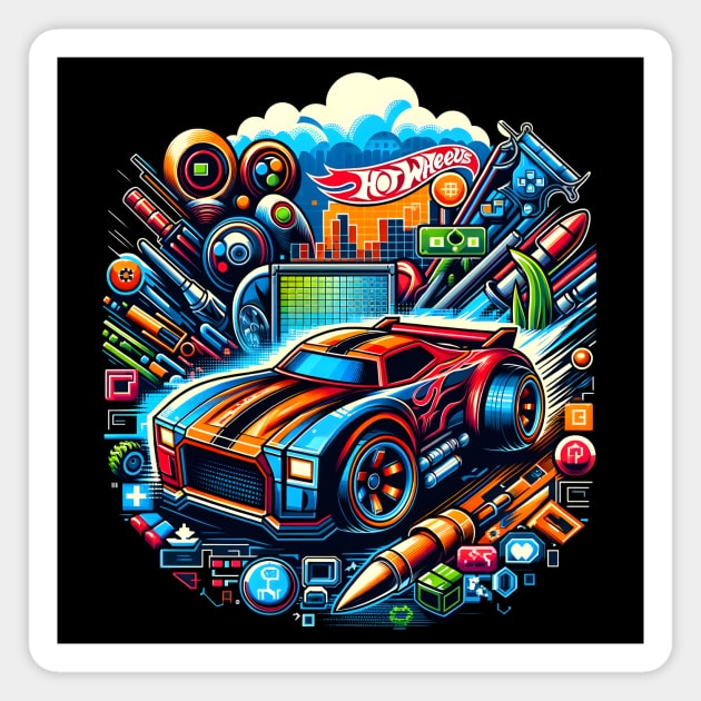 Gaming Pixel Hot Wheels Magnet by HorseDriftKNS